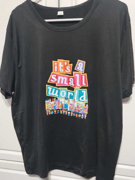 Tops - It's a Small World Black Graphic T-Shirt